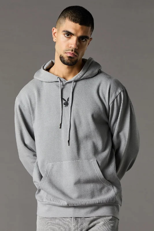 Comfort Fit Playboy High Density Washed Fleece Hoodie Unique Men's Patch