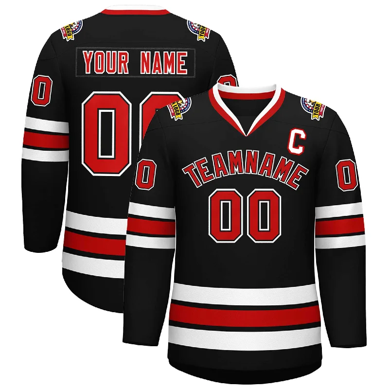 Custom Black Red Black-White Classic Style Hockey Jersey Elegant Men's Formal 