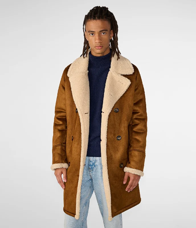 Air Permeable Faux Shearling Car Coat Traditional Men's Country