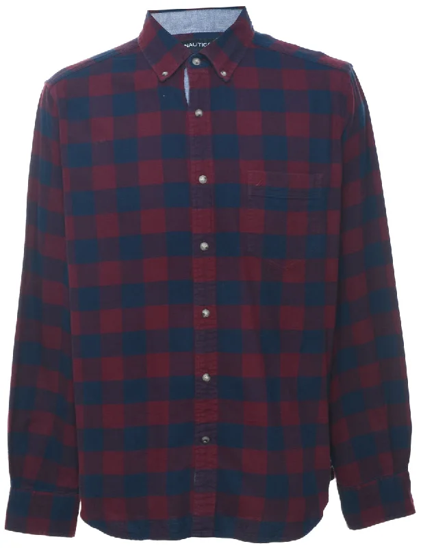 Cyberpunk style Nautica Checked Shirt - L Laid