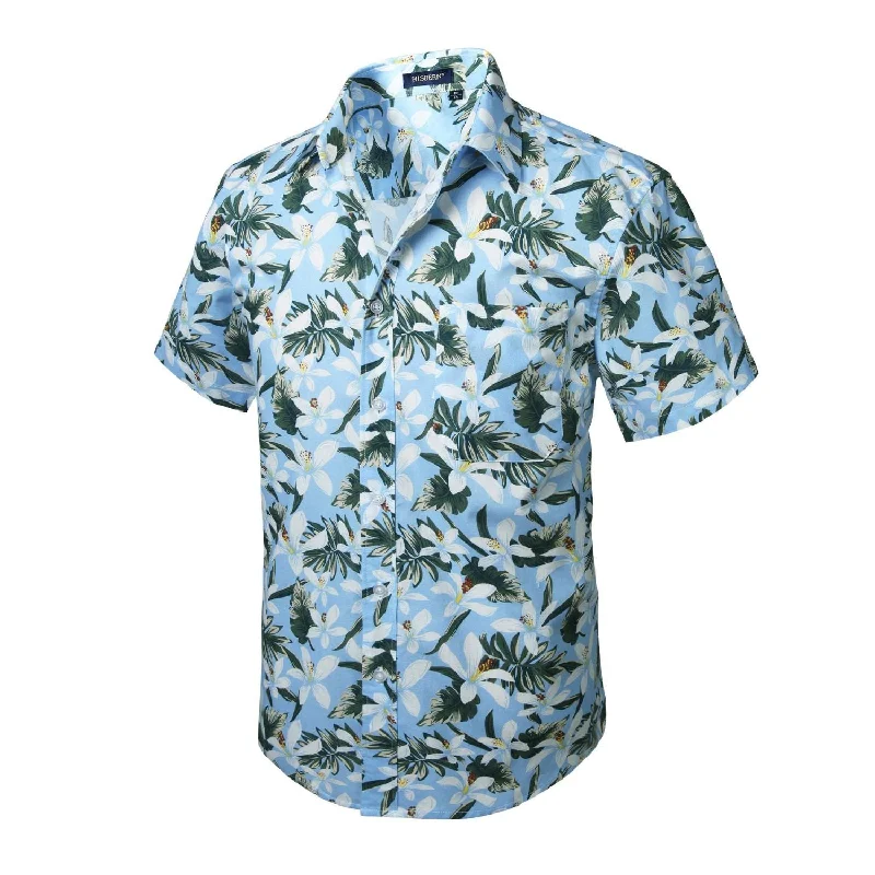 Funky Hawaiian Shirts with Pocket - LIGHT BLUE-1ZFH133B Cozy Men's Sherpa