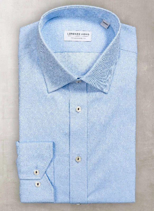 Alexander "Wave Jacquard Weave" Shirt in Washed Blue Casual Men's Japanese 