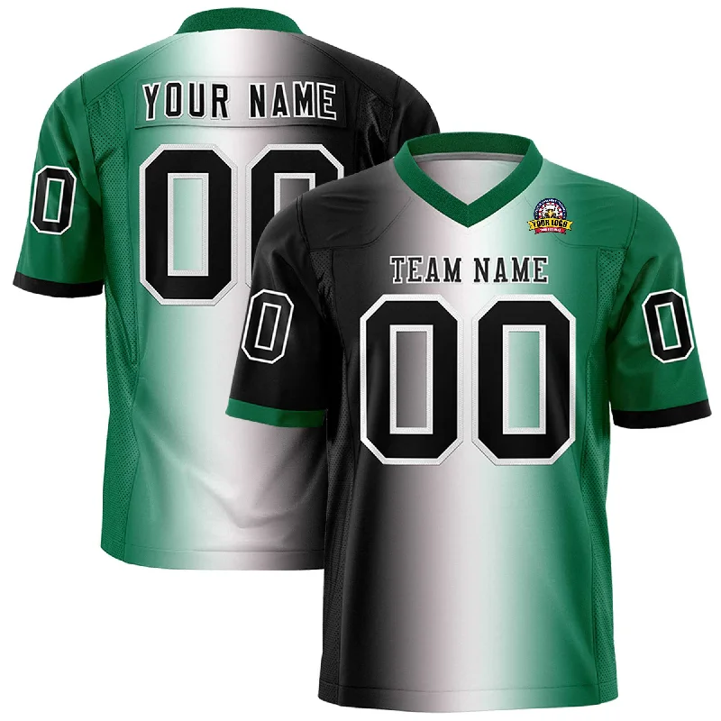 Custom Black White-Kelly Green Personalized Gradient Fashion Authentic Football Jersey British Gentleman Style