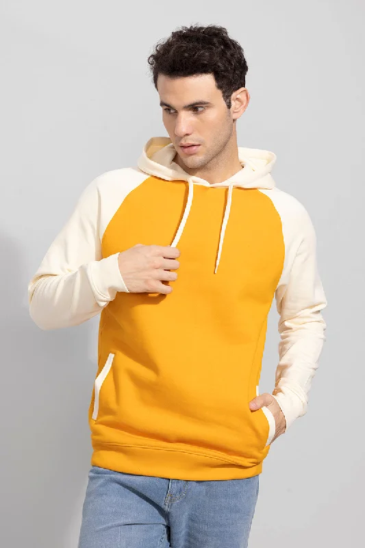 Cozy Feeling Calido Mustard Fleeced Hoodie Polished Men's Satin