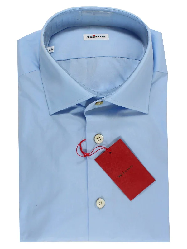 Kiton Dress Shirt Blue 43 - 17 SALE Laid