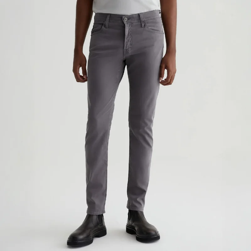 Dylan Slim Folkstone Grey Sueded Pants - AG Luxurious Men's High