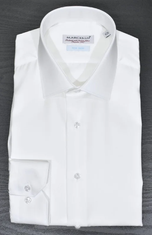 DS103 White Twill Dress Shirt Athletic Men's High