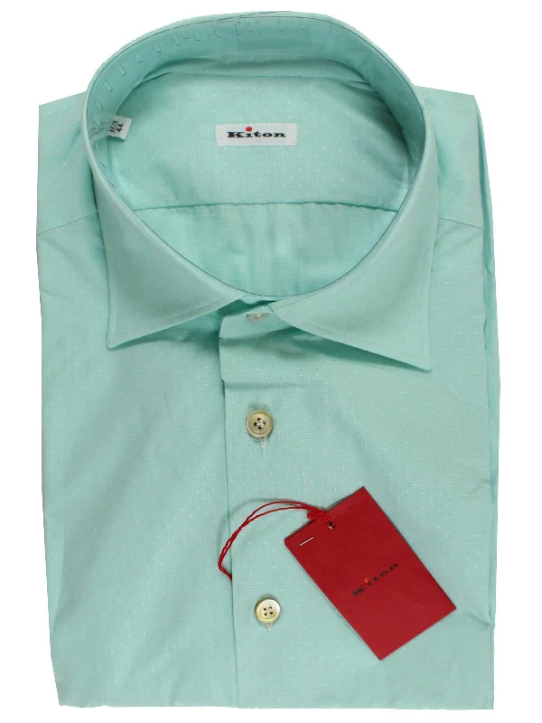 Kiton Short Sleeve Shirt Mint Green 40 - 15 3/4 REDUCED SALE Cool Men's Skate