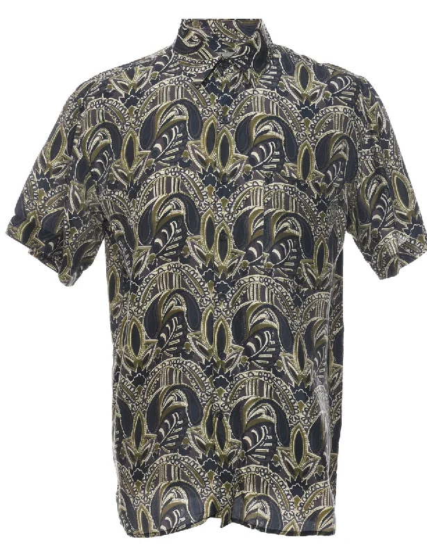 Virtual Idol Theme 1990s Paisley Print Shirt - M Sleek Men's Metallic