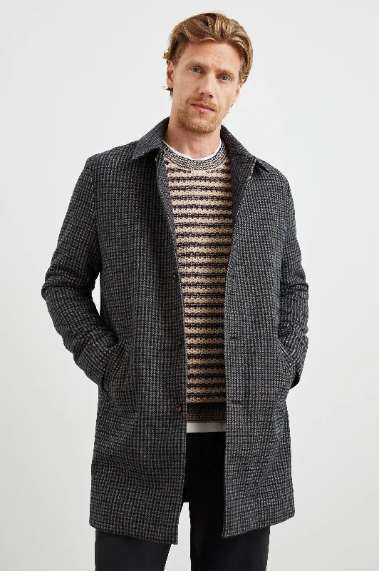 Virtual Idol Theme HOCKNEY OVERCOAT - GREY CHECK PLAID Earthy Men's Sustainable 