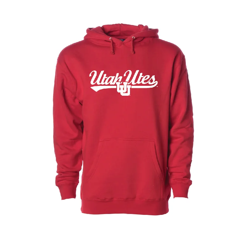 Retro Gaming Utah Utes - Script- Interlocking UU  Embroidered Hoodie Cclassic Men's Tweed