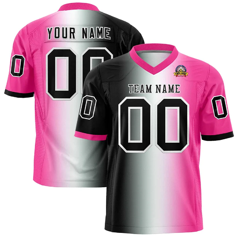 Custom Black White-Pink Personalized Gradient Fashion Authentic Football Jersey Preppy Men's College