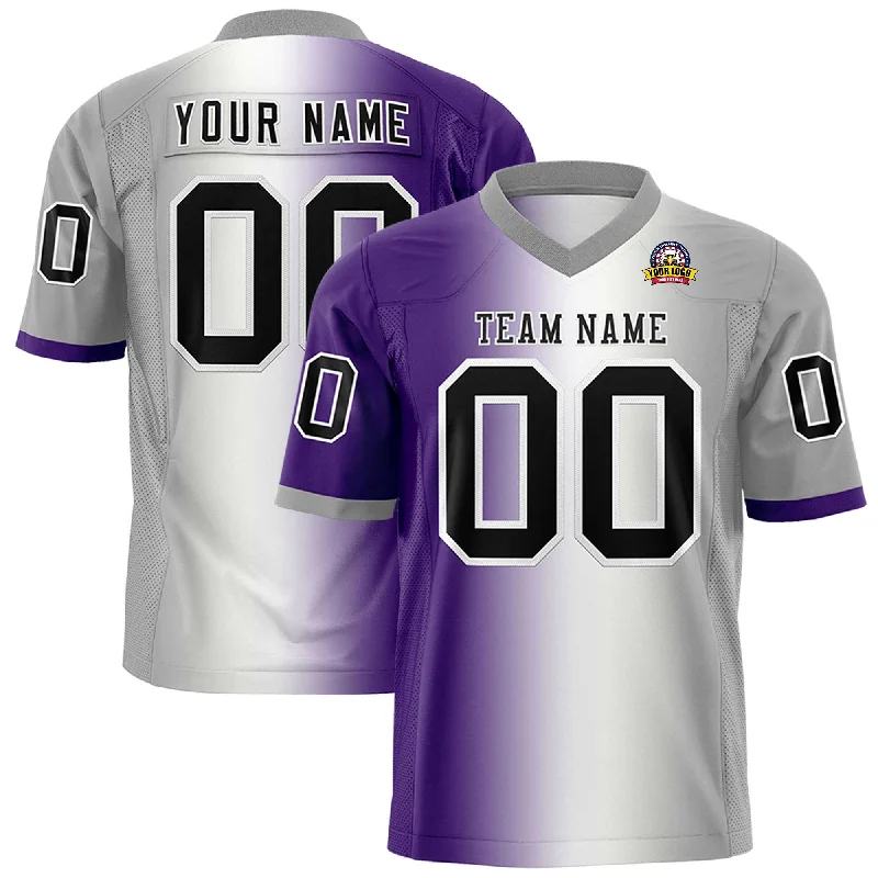 Custom Purple White-Gray Personalized Gradient Fashion Authentic Football Jersey Cool Men's Skate