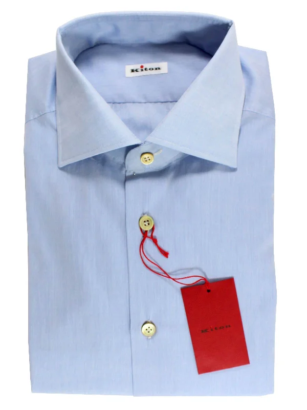 Kiton Dress Shirt Blue 43 - 17 SALE Tailored