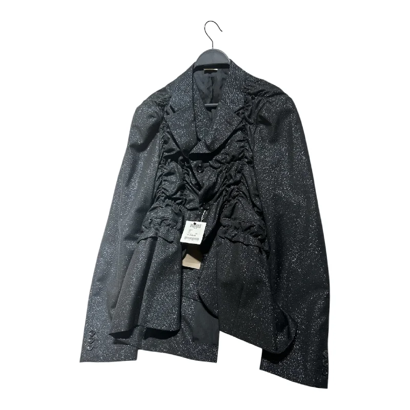 E sports Style COMME des GARCONS HOMME PLUS/Tailored Jkt/L/Polyester/BLK/Glitter/RUFFLE JACKET Bold Men's Animal