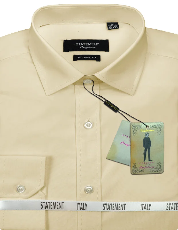 MODERN FIT TAN BASIC DRESS SHIRT Luxurious Men's High