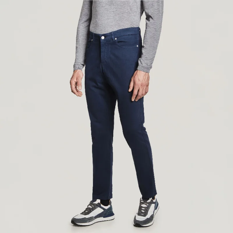 Blue Jackie Brushed Cotton Modern Fit Five Pocket Pants - Jack Victor Beach