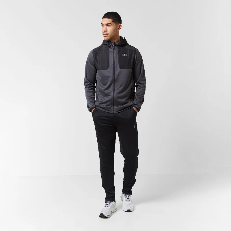 Skin - Friendly Cut & Sew Tracksuit | Mid Grey Black Elegant Men's Cashmere