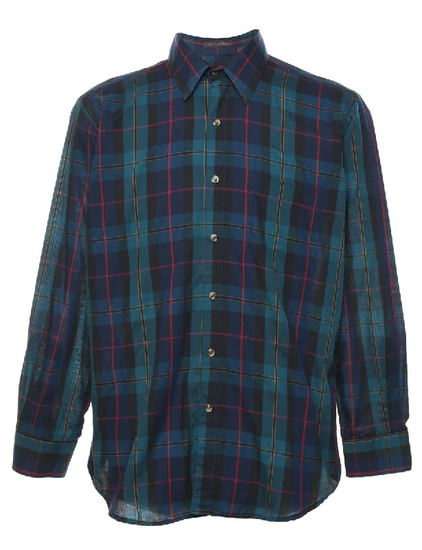 Virtual Idol Theme Multi-colour Checked Shirt - L Edgy Men's Punk