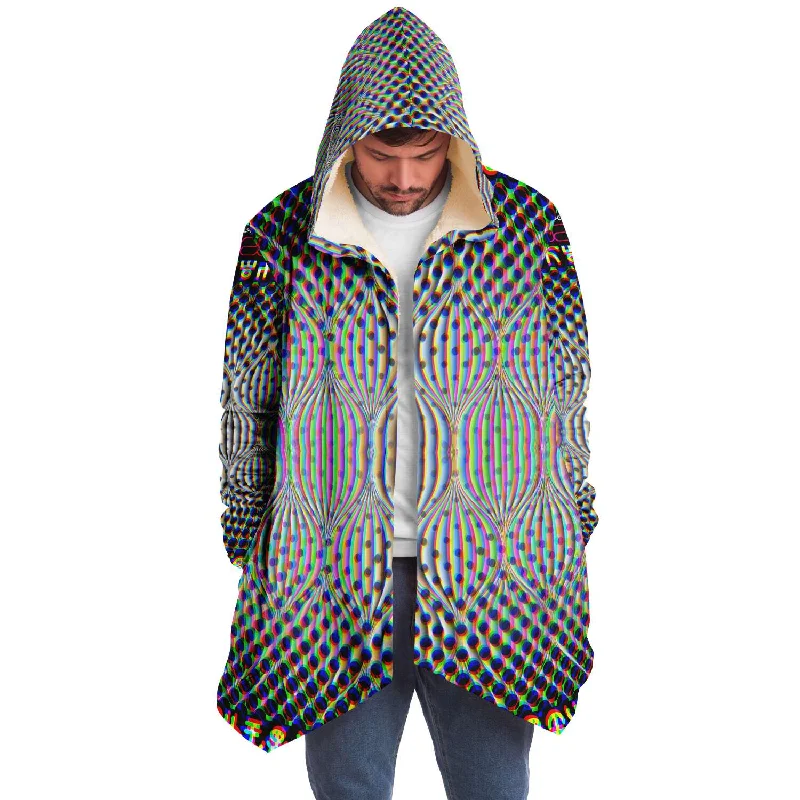 Street Art Theme Codified Micro Fleece Cloak Trendy Men's Scandinavian