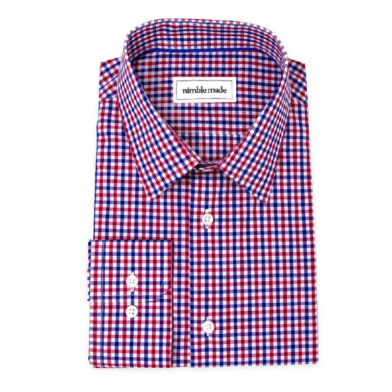 Red and Blue Checked Dress Shirt | The Kang Refined Men's Classic 