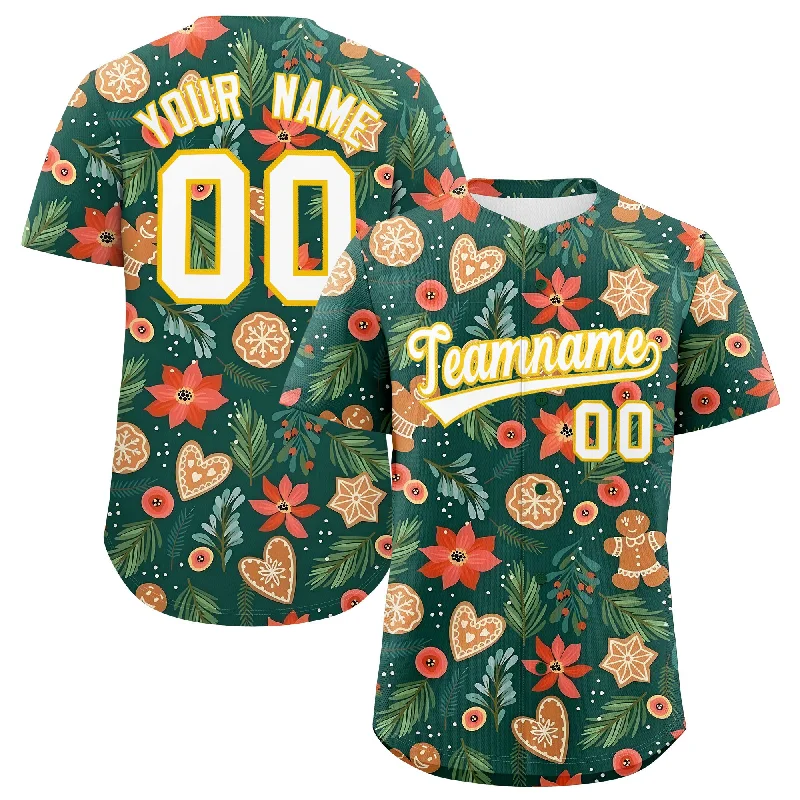 Custom Christmas Graffiti Pattern Authentic Baseball Jersey Cool Men's Distressed