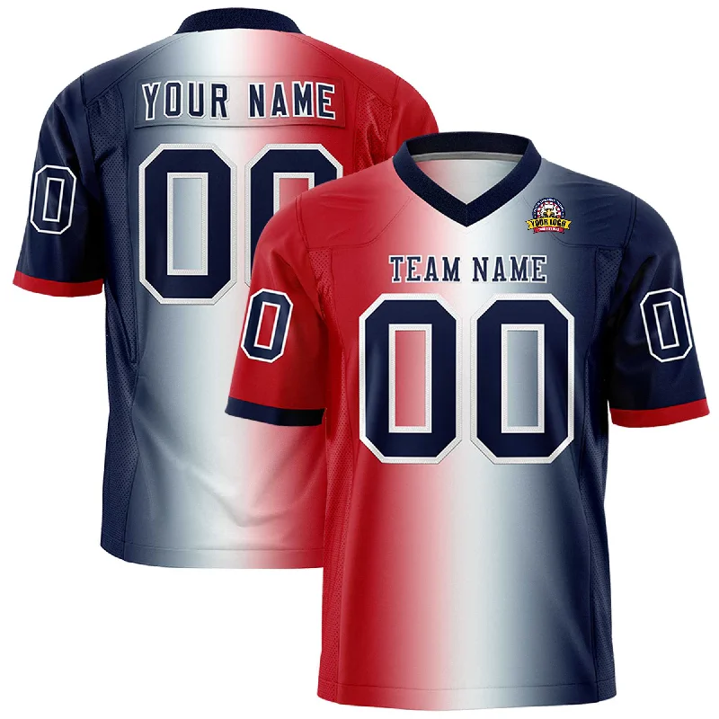 Custom Red White-Navy Personalized Gradient Fashion Authentic Football Jersey Masculine Men's 