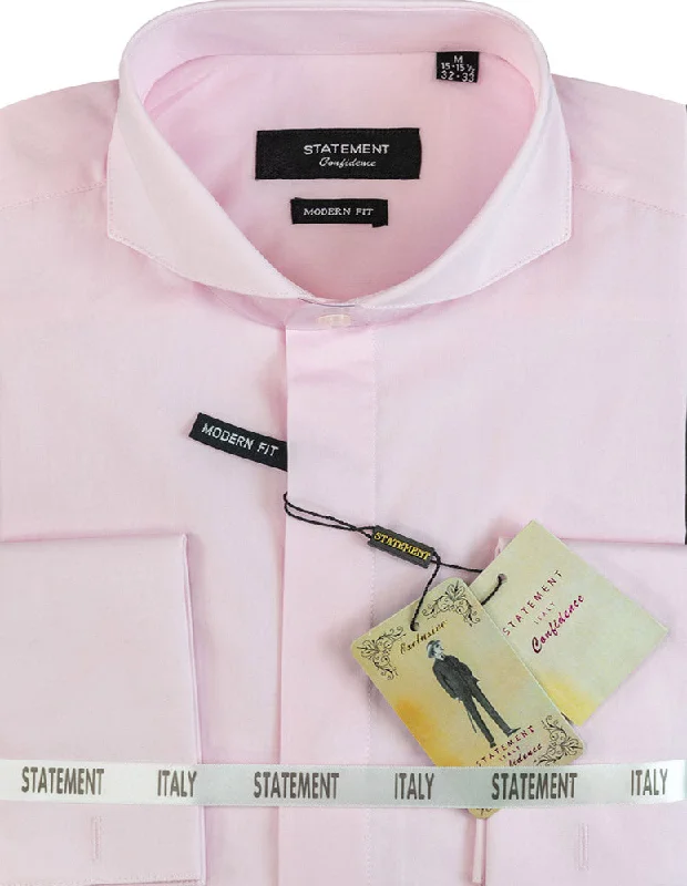 MODERN FIT PINK DRESS SHIRT WITH SPREAD COLLAR & FRENCH CUFF Hip Men's Urban