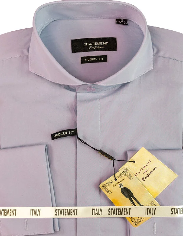 MODERN FIT LAVENDER DRESS SHIRT WITH SPREAD COLLAR & FRENCH CUFF Cozy Men's Winter