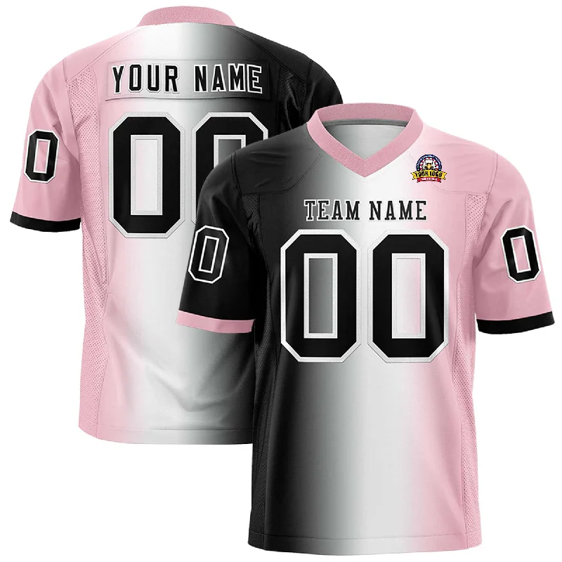 Custom Black White-Light Pink Personalized Gradient Fashion Authentic Football Jersey Unique Men's Patch