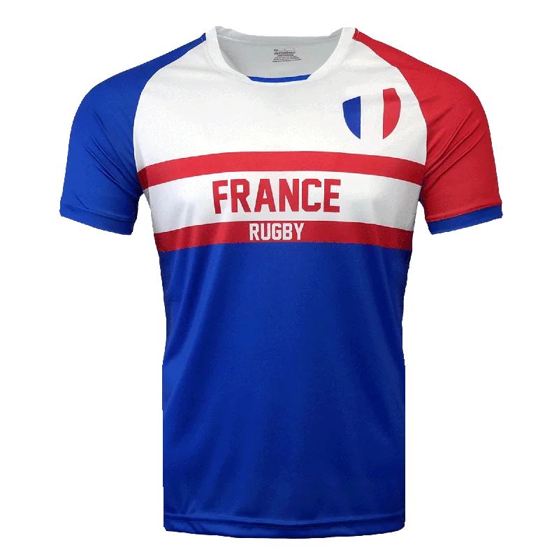 Nations of Rugby France Rugby Supporters Jersey Cool Men's Distressed