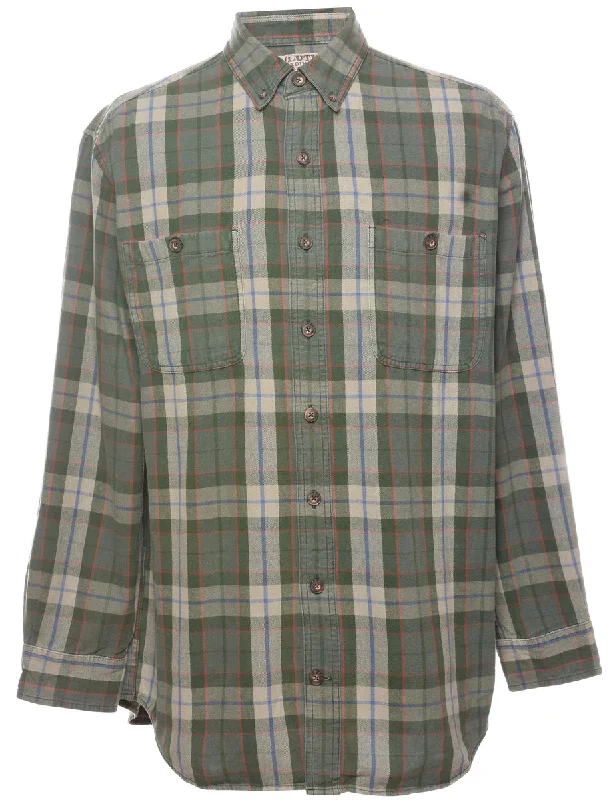 Perfect fittingGreen Checked Shirt - L Sleek Men's Contemporary 