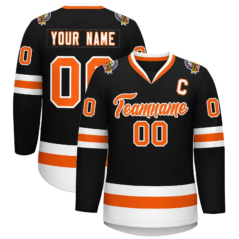 Custom Black Orange-White Classic Style Hockey Jersey Casual Men's Loose