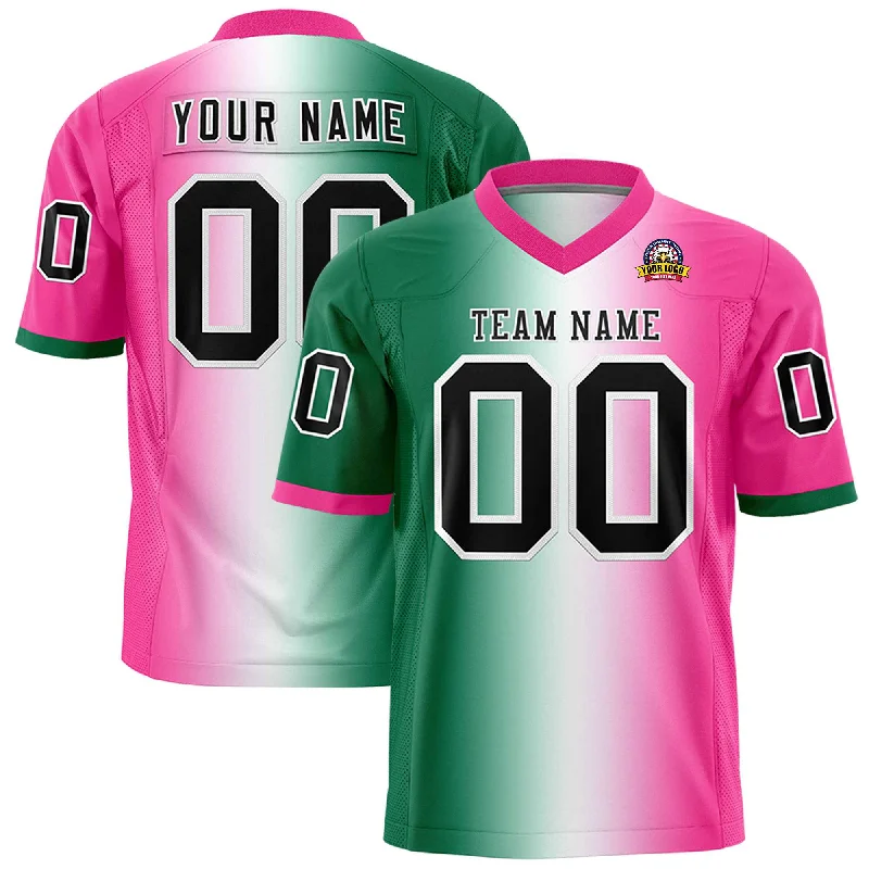 Custom Kelly Green White-Pink Personalized Gradient Fashion Authentic Football Jersey Confident Men's High