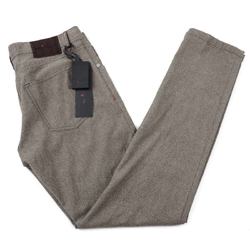 Ethnic themed Kiton Slim Fit Five-Pocket Washed Wool Pants Tough Men's Military