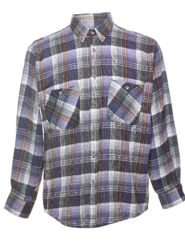 Hip  hop  inspired Long Sleeved Checked Shirt - L Trendy Men's Oversized