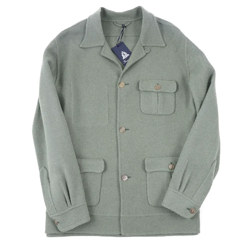 Breathable Finamore Unlined Wool Shirt-Jacket Unique Men's Patch