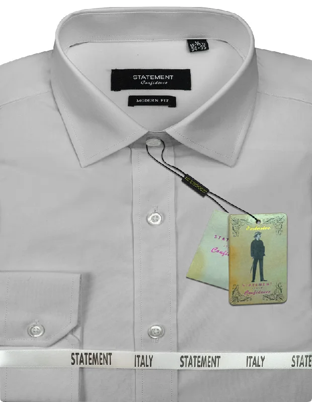 MODERN FIT GRAY BASIC DRESS SHIRT Sleek Men's Contemporary 