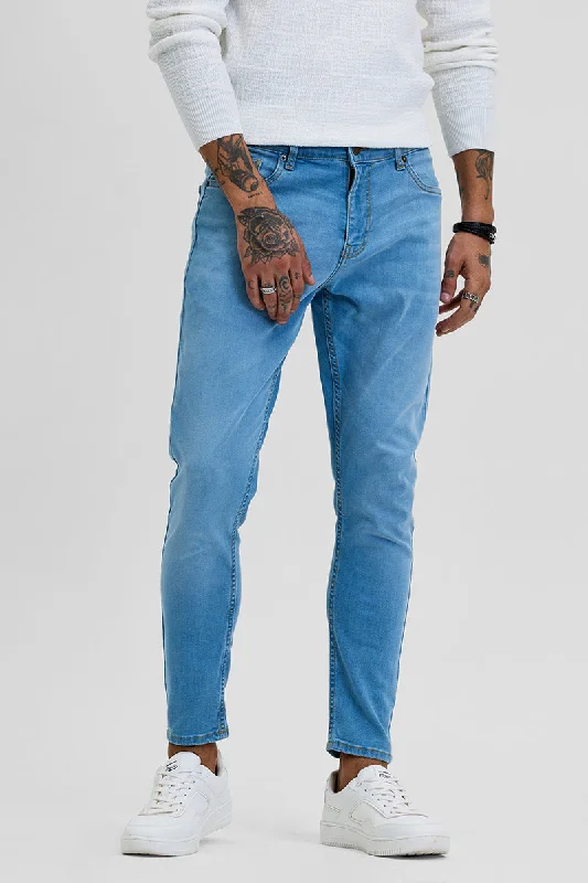 Light Blue Skinny Fit Jeans Elegant Men's Cashmere