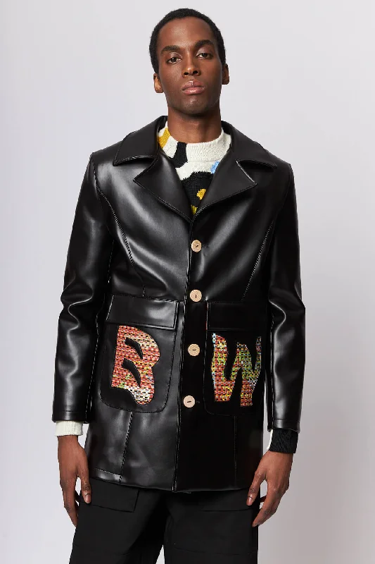 Anime themed Vegan Leather and Bookwaste Coat Edgy Men's Punk