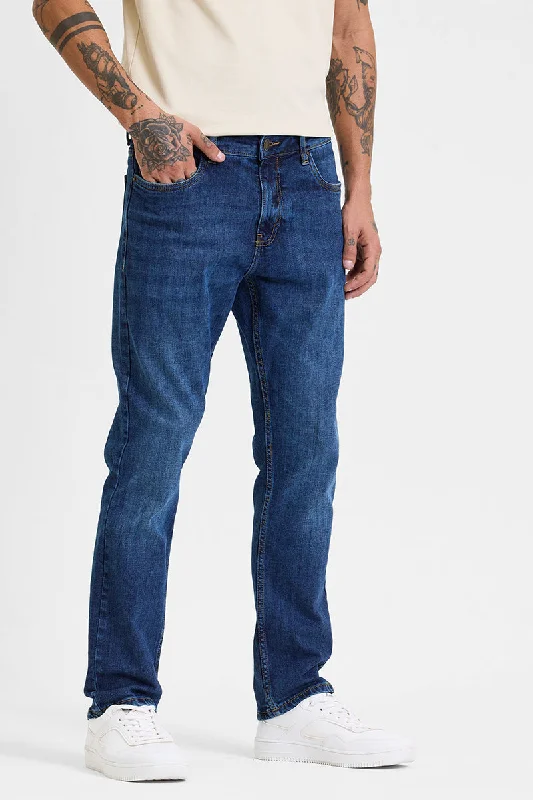 Dark Blue Regular Fit Jeans Luxurious Men's High