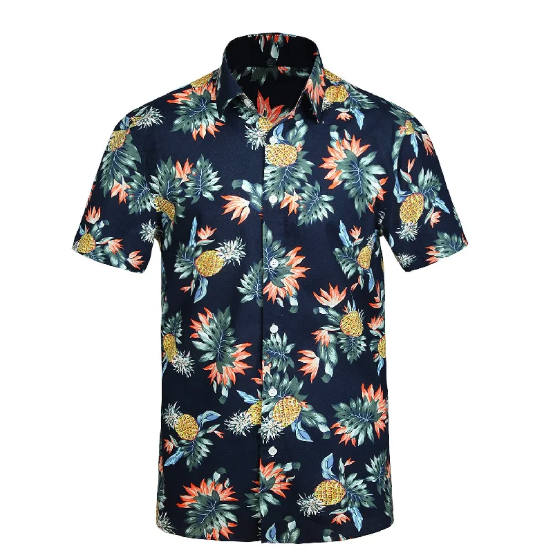 Funky Hawaiian Shirts with Pocket - NAVY BLUE Confident Men's High