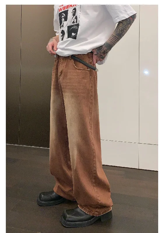 Brown Wide Leg Jeans Bohemian Men's Free