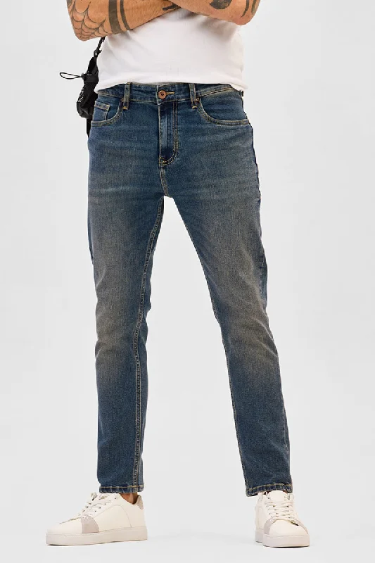 Navy Slim Fit Jeans Elegant Men's Cashmere