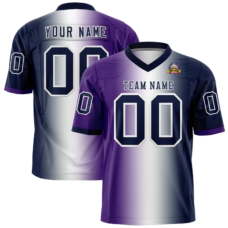 Custom Purple White-Navy Personalized Gradient Fashion Authentic Football Jersey Monochromatic Office Style