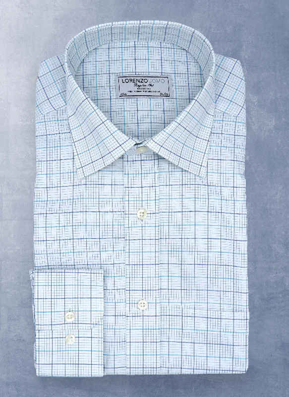 William Fullest Fit Shirt in White, Light Blue and Teal Check Lumberjack