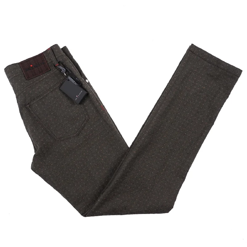 Athleisure trend Kiton Slim Fit Five-Pocket Patterned Wool Pants Beach