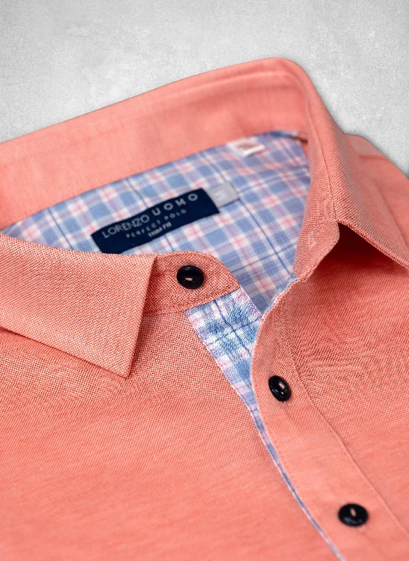 The Perfect Polo Shirt in Coral Sherbet Cclassic Men's Tweed