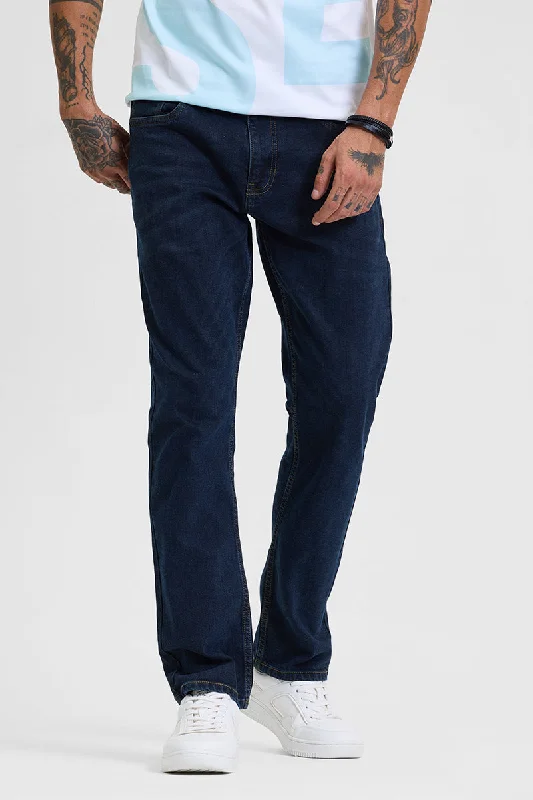 Navy Regular Fit Jeans Monochromatic All