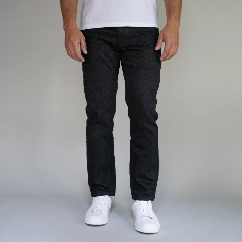 Premium Italian Denim Slim Fit - Black Polished Men's Satin